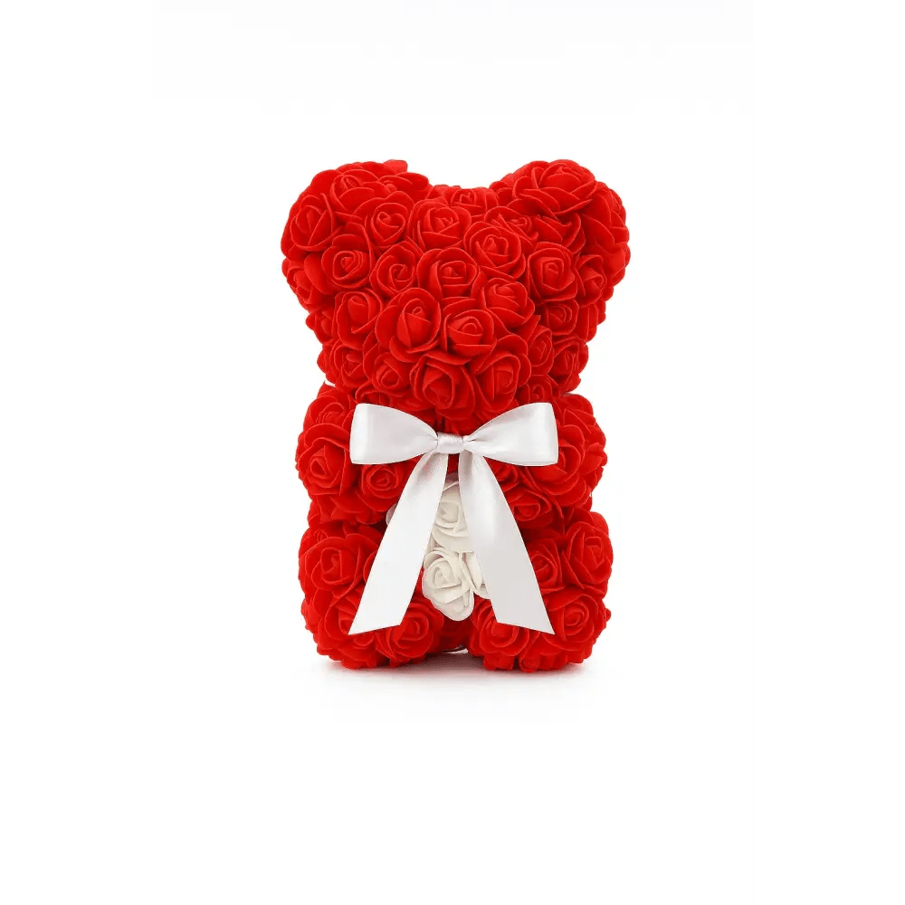 10 - Inch Rose Bear in Gift Box – Multiple Colors Available - Bloom Fleurs & Cadeaux