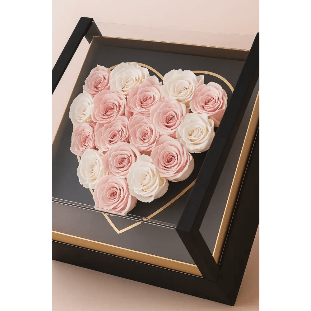 Heart - Shaped Preserved Rose Box - Bloom Fleurs & Cadeaux