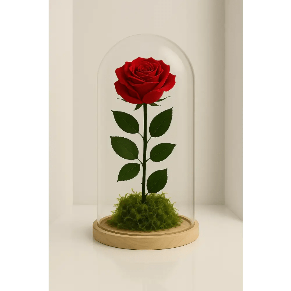 Preserved Red Rose Tall Glass Dome - Bloom Fleurs & Cadeaux