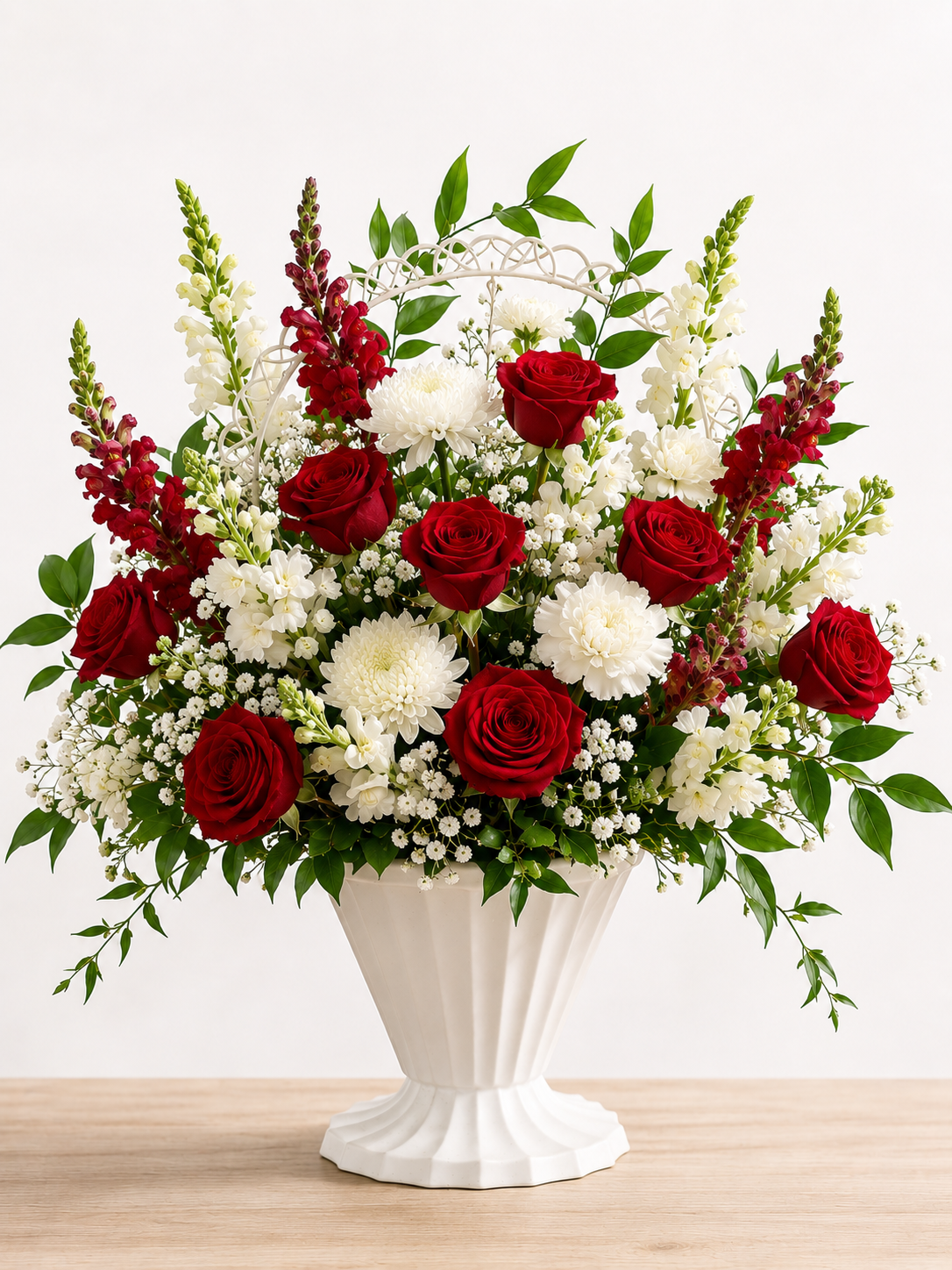 Red & White Sympathy Basket #23