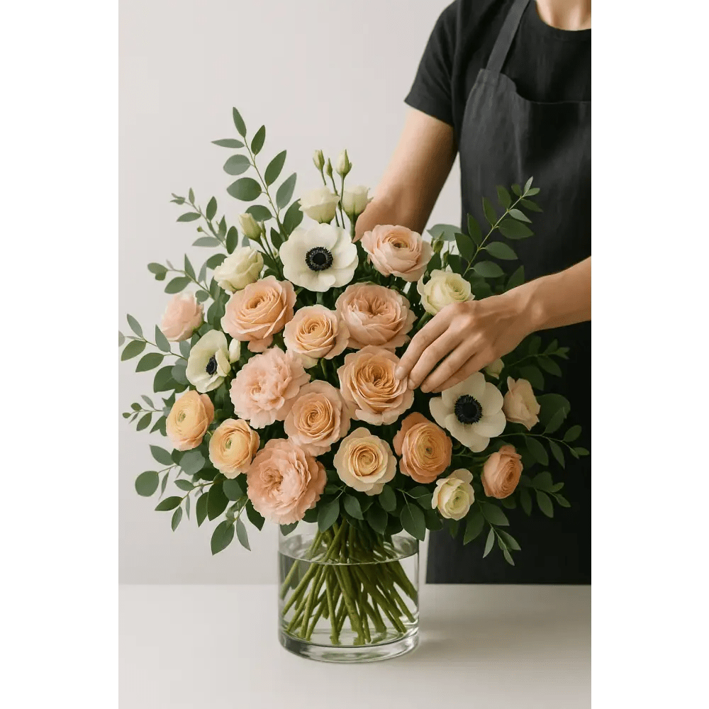 Signature Custom Vase Arrangement – Pastel Edition - Bloom Fleurs & Cadeaux