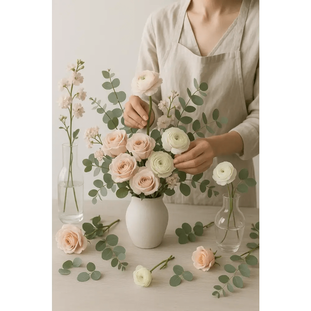 Signature Custom Vase Arrangement – Pastel Edition - Bloom Fleurs & Cadeaux