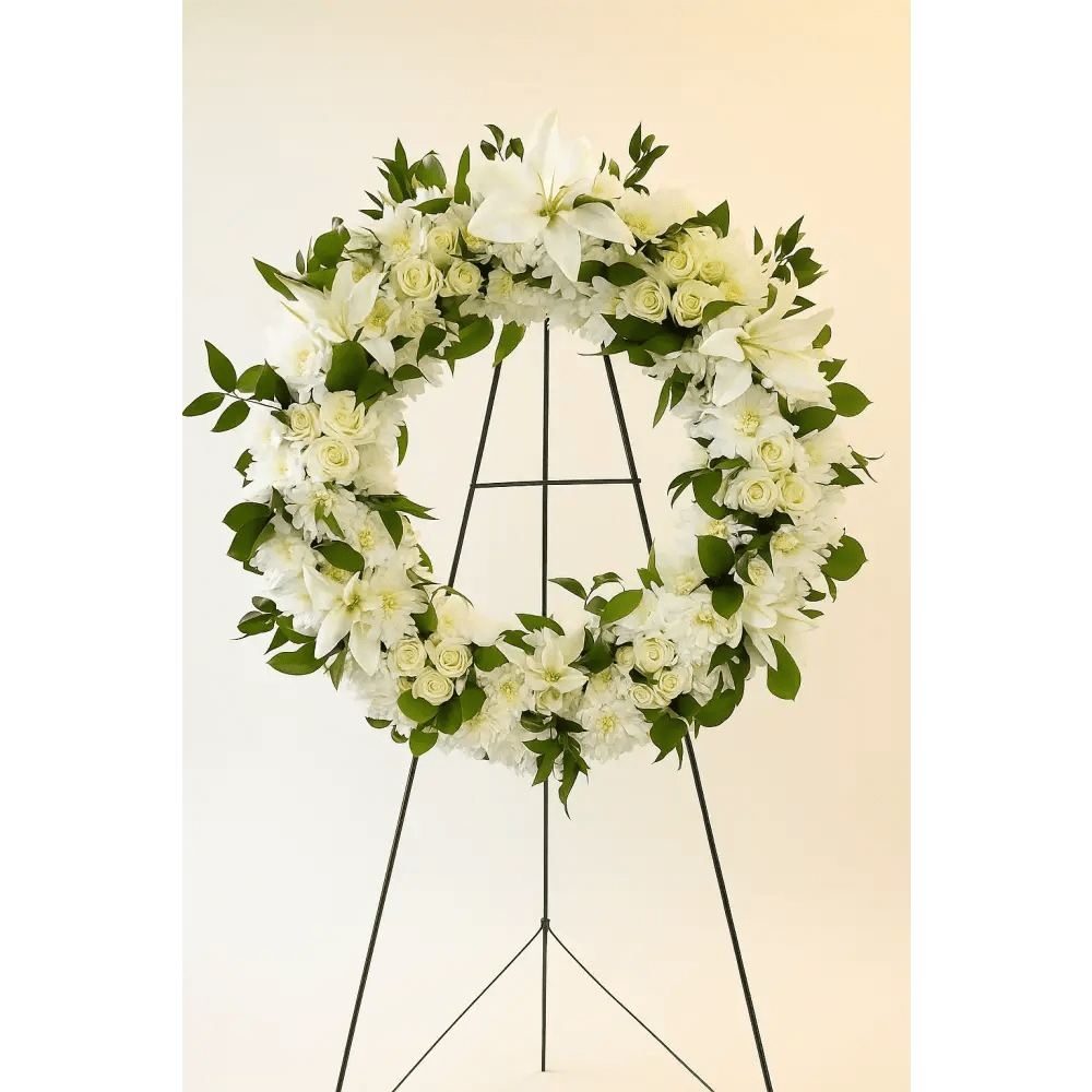 White Sympathy Wreath 01 - Bloom Fleurs & Cadeaux