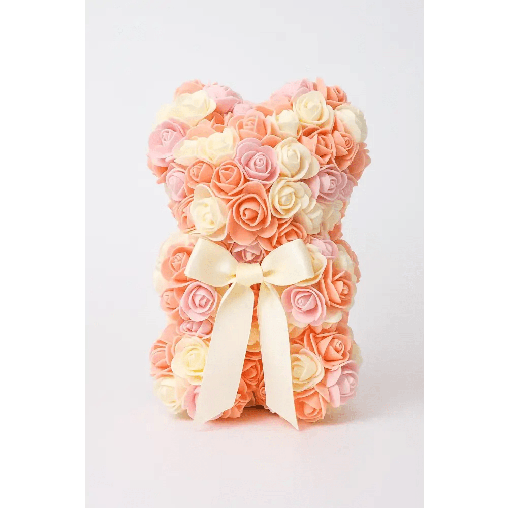 10 - Inch Rose Bear in Gift Box – Multiple Colors Available - Bloom Fleurs & Cadeaux
