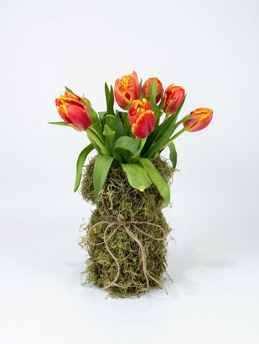 Tulips Moss Vase
