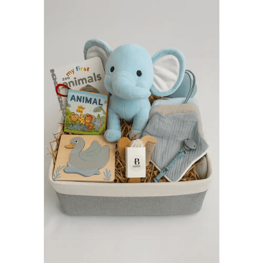 Baby Boy Gift Basket Elephant Edition - Bloom Fleurs & Cadeaux