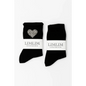Black Socks with Pearl Heart Accent - Bloom Fleurs & Cadeaux