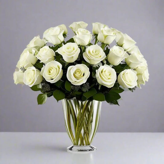 Classic White Roses - Bloom Fleurs & Cadeaux