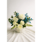 Elegant White & Blue Basket Arrangement - Bloom Fleurs & Cadeaux