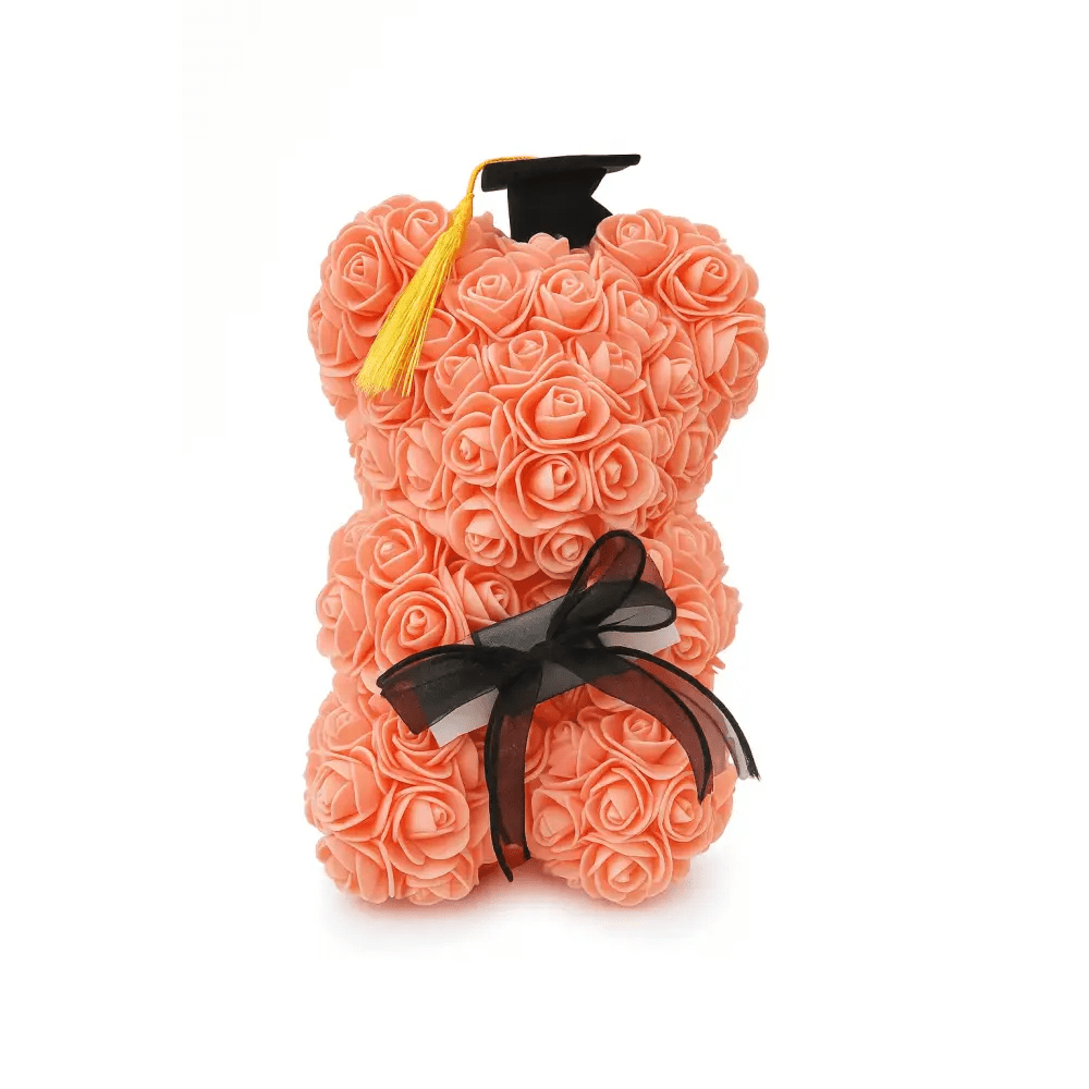 Graduation Rose Bears (10 - inch, boxed, assorted colors): - Bloom Fleurs & Cadeaux