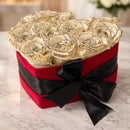 Ivory-Black Edged Preserved Rose Heart Box