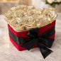 Ivory-Black Edged Preserved Rose Heart Box