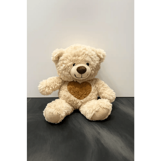 Medium Heart Teddy Bear – Beige, Brown & Pink - Bloom Fleurs & Cadeaux