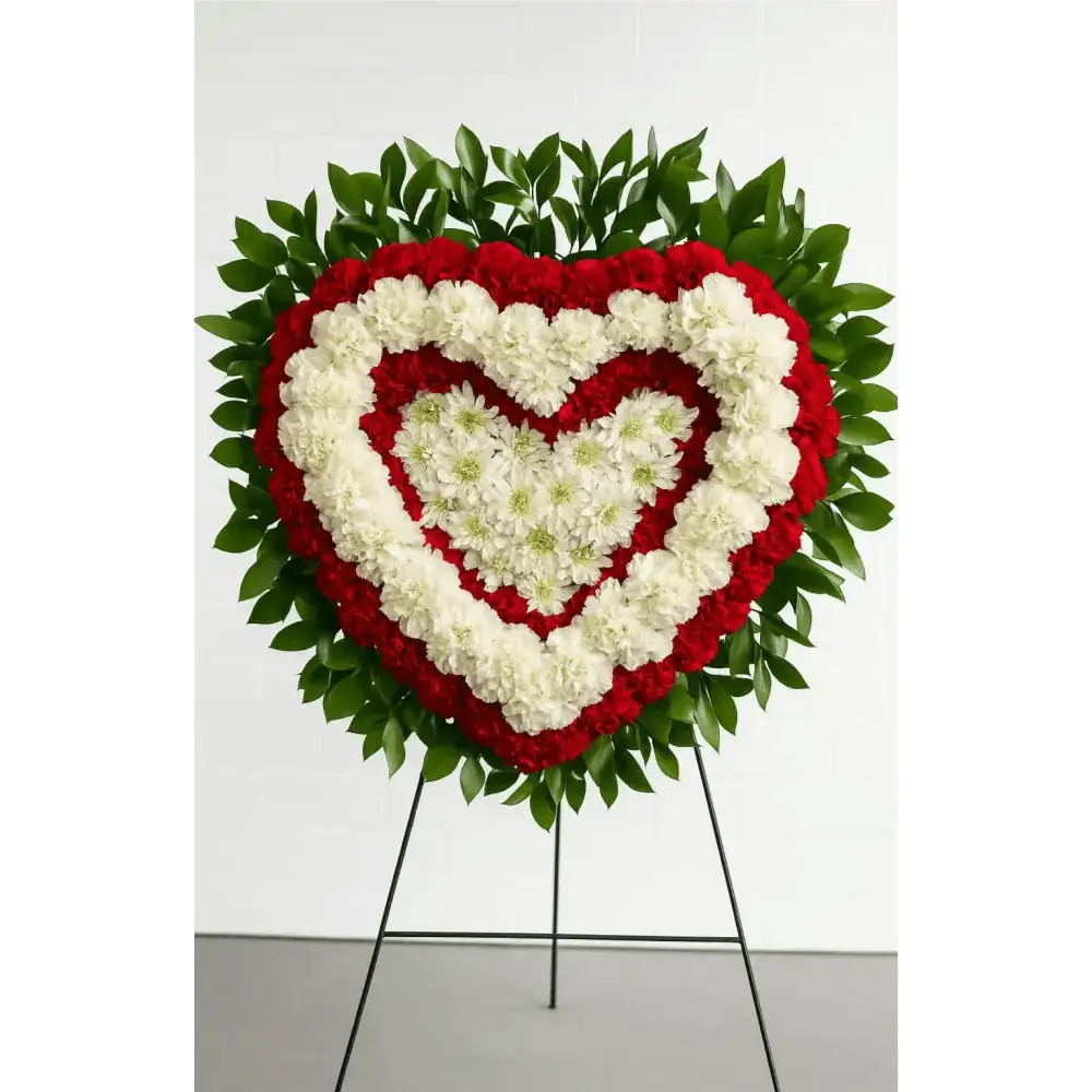 Red & White Classic Sympathy Heart #08