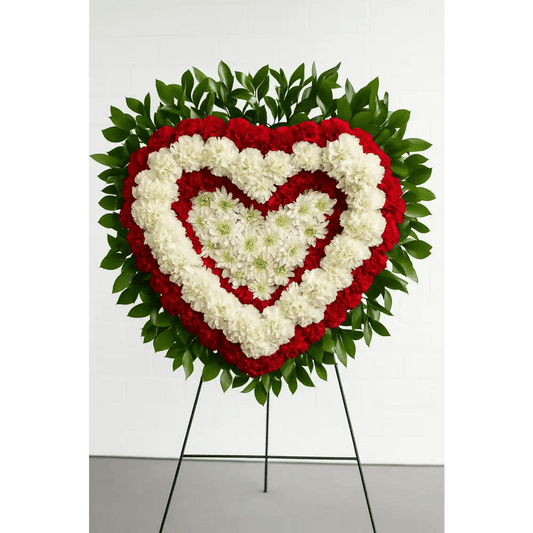 Red & White Classic Sympathy Heart 08 - Bloom Fleurs & Cadeaux