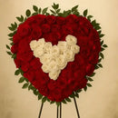 Red & White Roses Sympathy Heart #06