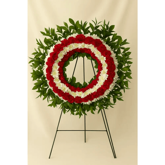 Red & White Sympathy Wreath 02 - Bloom Fleurs & Cadeaux