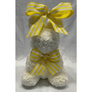 Rose Bunny with Yellow Striped Bow – 17" - Bloom Fleurs & Cadeaux