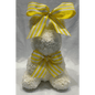 Rose Bunny with Yellow Striped Bow – 17" - Bloom Fleurs & Cadeaux