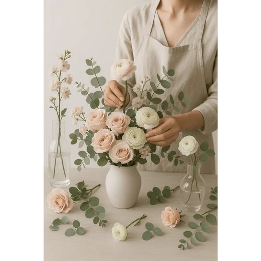 Signature Custom Vase Arrangement – Pastel Edition - Bloom Fleurs & Cadeaux