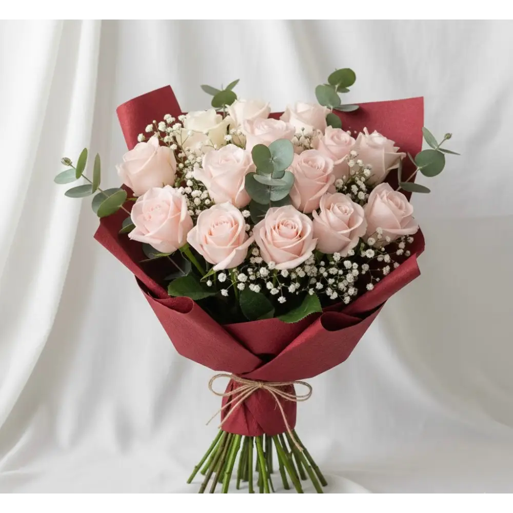 Valentine’s Day Pink Rose Bouquet - 6 pink roses
