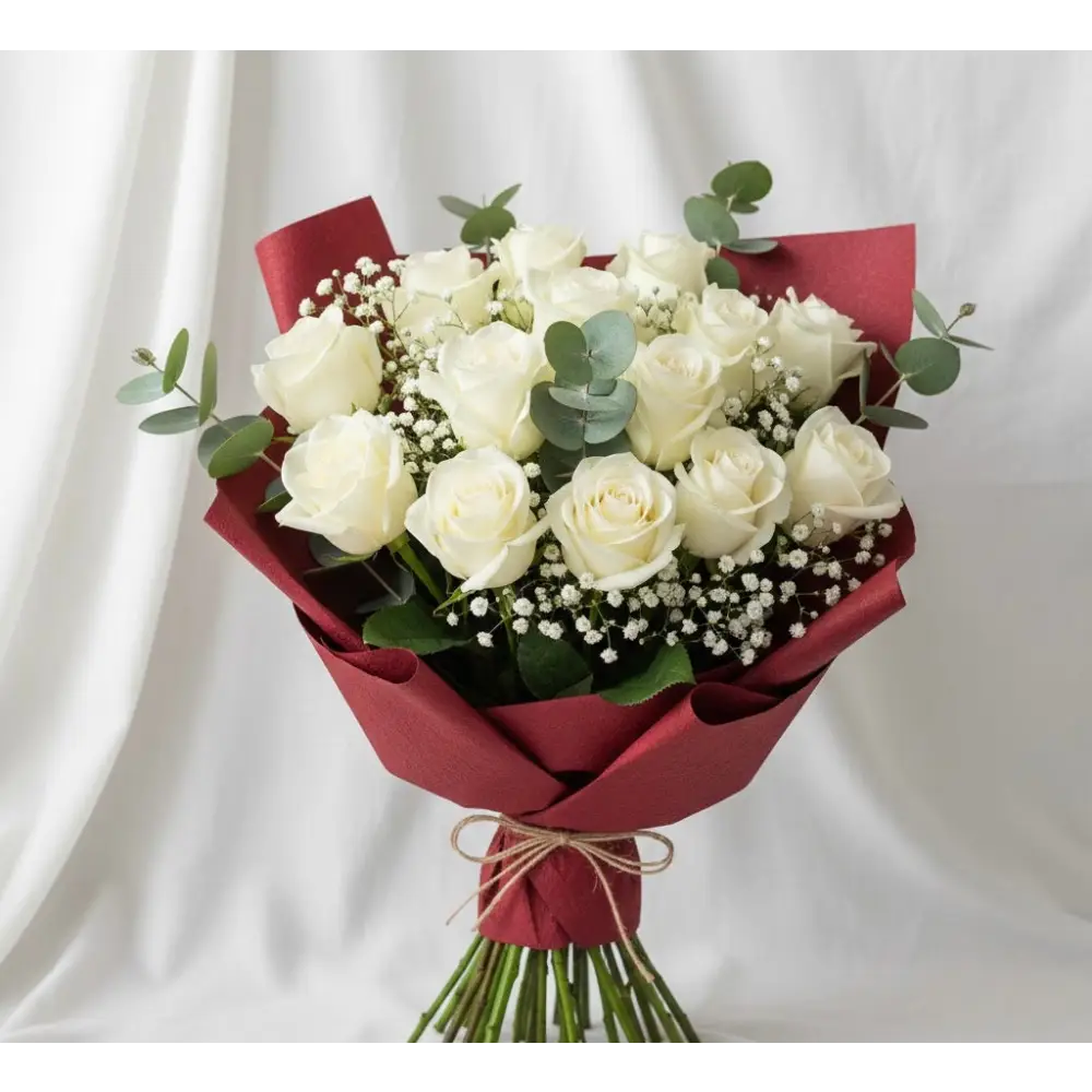 Valentine’s Day White Rose Bouquet - 6 White Roses