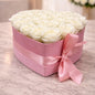 White Fresh Rose Small Heart Box