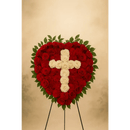 White Rose Cross Sympathy Heart 07 - Bloom Fleurs & Cadeaux