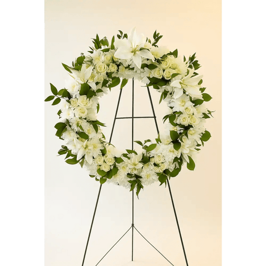 White Sympathy Wreath 01 - Bloom Fleurs & Cadeaux